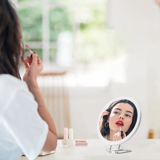 Miroir maquillage | LED Rotation 10X - La Beauté Véritable