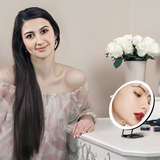 Miroir maquillage | LED Rotation 10X - La Beauté Véritable
